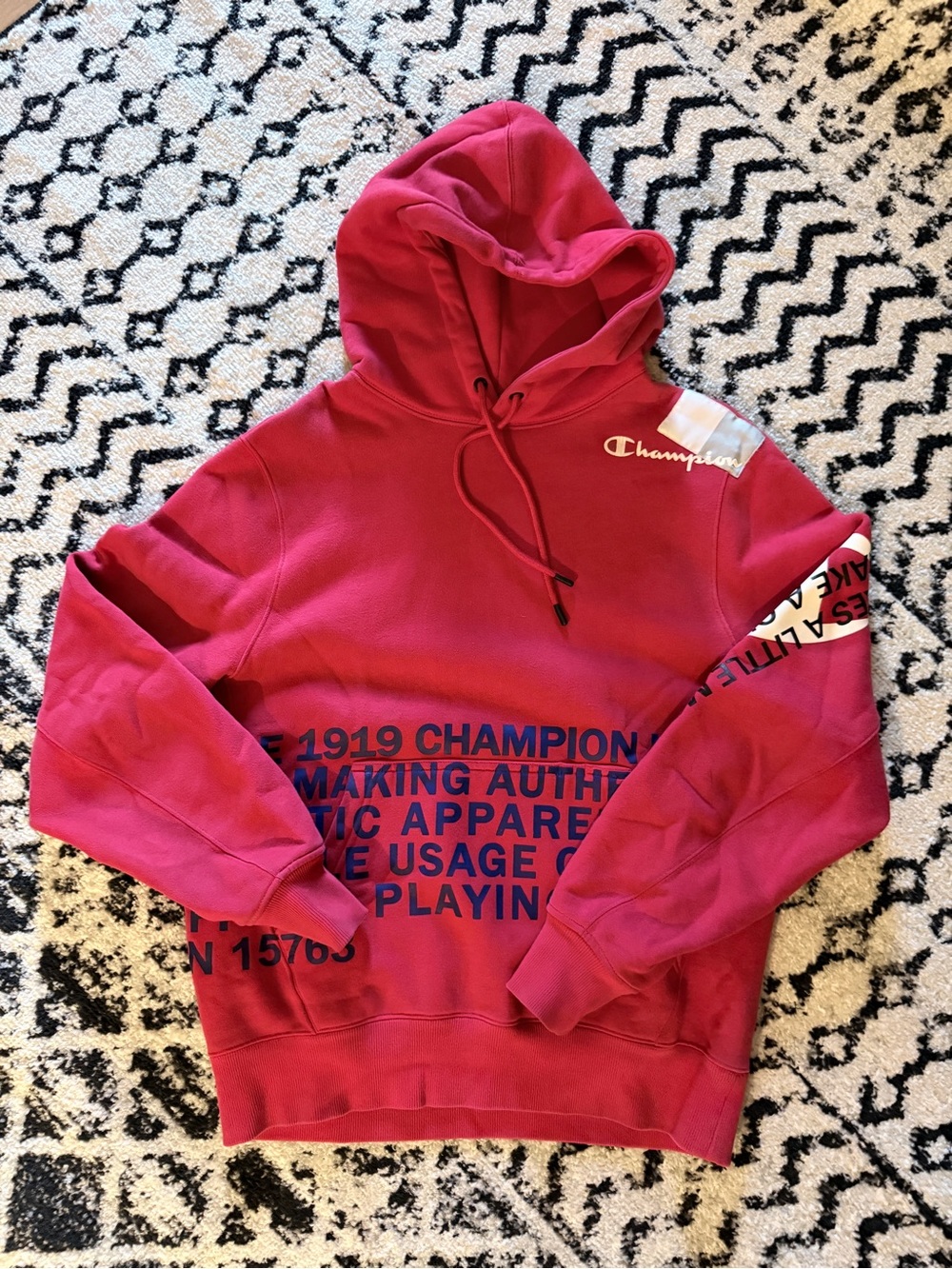 Champion Men’s Red Crewneck Graphic Hoodie Sweatshirt